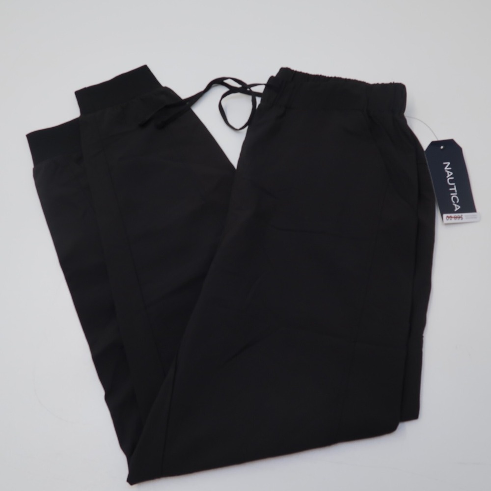 Womens Nautica Relaxed Ankle Pants Size S Black Spellout